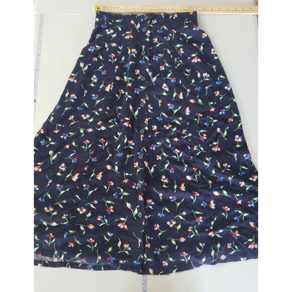 Vintage 90s Sag Harbor Floral Button Front Midi Skirt Size S Fairy Grunge Y2K - Picture 3 of 5